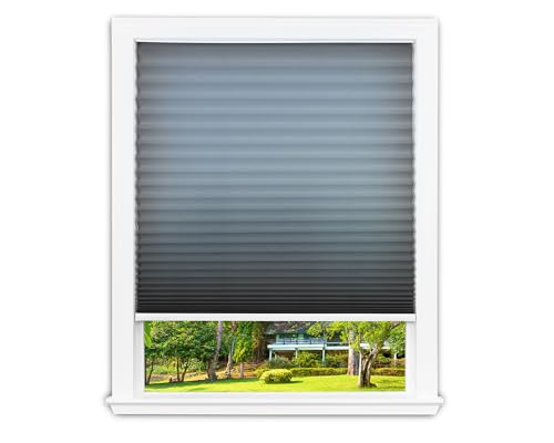 Redi Shade No Tools Easy Lift Trim-at-Home Cordless Pleated Light Filtering Fabric Shade Gray, 30" W x 64" L (Fits Windows 19 in - 30 in) by Redi Shade - Used condition - US$25.04