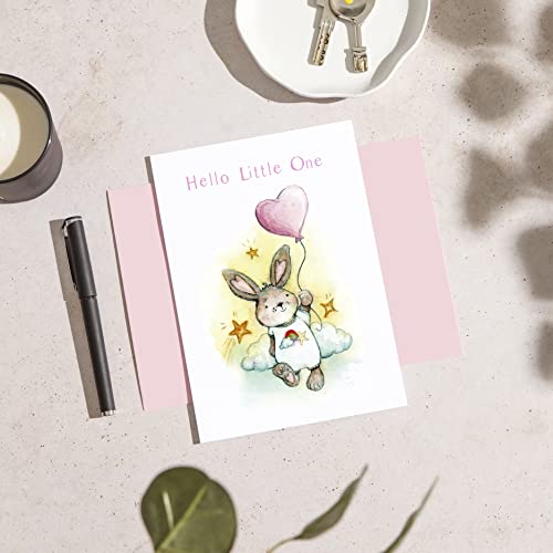 Huxters Baby Girl Cards – Cute A5 Baby Girl Cards Congratulations – Elegant Hello Congratulations Baby Girl Card With Bunny Design – Congratulations Baby Card For New Mom… #TOP4