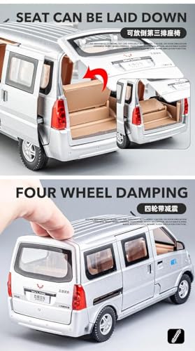 Image of Metal Pull Back Diecast Car 1:24 Big Wuling Van Pull Back Car Model With Sound Light Boys Gifts Toys For Kids?Pack Of 1?, Multicolor