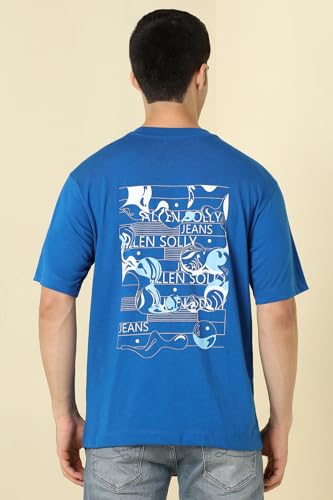 Image of Allen Solly Men's Cotton T-Shirt | Drop Shoulder | Back Print | Regular Fit | Casual Streetwear Style