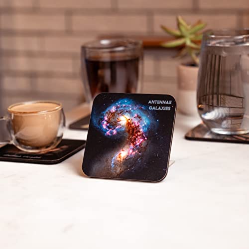 VEVMAX Premium AI Designed Coasters - Ideal for Hot Drinks on Coffee and Dining Tables - Funny, Cool, and Cute Coasters Set - Protect Surfaces Durable and Thick Drink Coasters Nebula (4-Pack)
