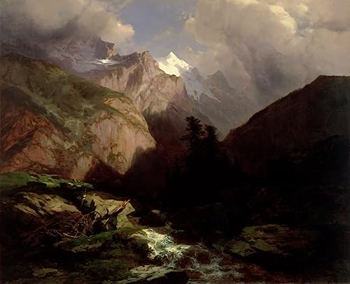 Tableau la Jungfrau Suisse Alexandre Calame grande affiche salon paysage montagne chic