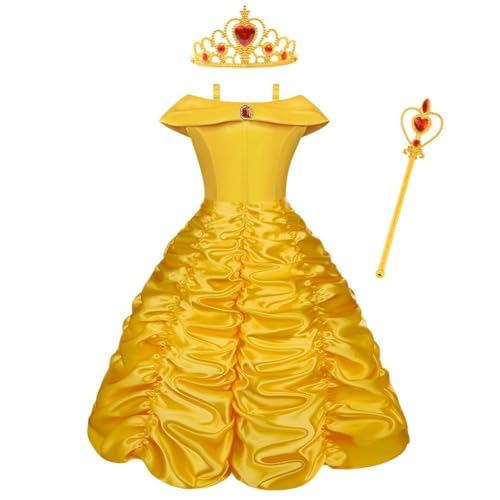Vicloon ​Prinzessin Belle Kleid,Mädchen Belle Kostüm, Schöne und das Biest Kostüm Verkleiden, Kinderkleider Karneval...