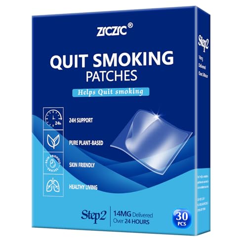 Nicotine Patches,Quit Smoking Patches, 14mg Step 2 Stop Smoking Aids Patches, Stop Smoking Aids that Work with 2 Weeks, Delivered Over 24 Hours Transdermal System(Step 2-14mg)