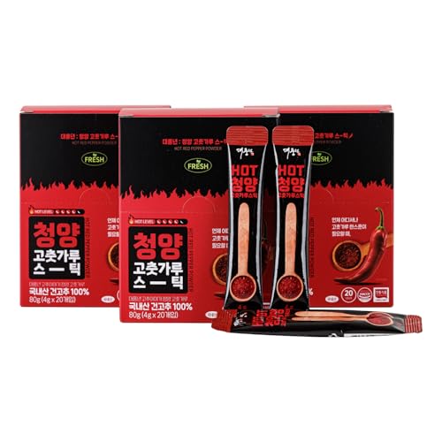 DAEPUNGNYEON Korean Red Pepper Spice Seasoning Spicy Cheongyang 청양 Chili Powder (Stick-type) - 100% Red Pepper For Kimchi 김치, Paste, Korean Side Dishes, Asian Food