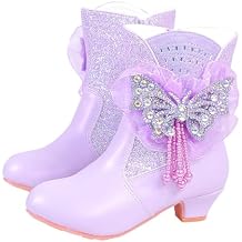 Ctreela Princess Pointed Toe Boots for Little Girls Fairy Glitter Bows Cowgirl Booties Little/Big Kids Cowboy Dress Boot
