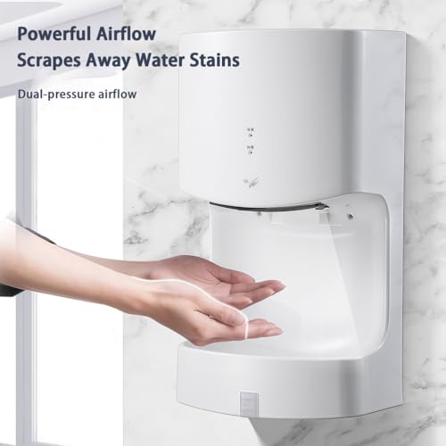 Sèche-mains automatique mural électrique avec bac de récupération d'eau et soufflage rapide - 5