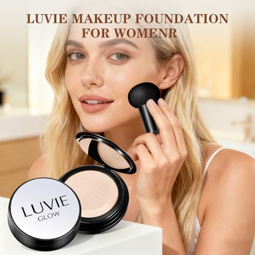 Image of Ideal for Light /Medium Complexions-Hush Makeup Foundation, Mushroom Head Air Cushion CC Cream - BB Cream Foundation for Older Women (Dark brown)