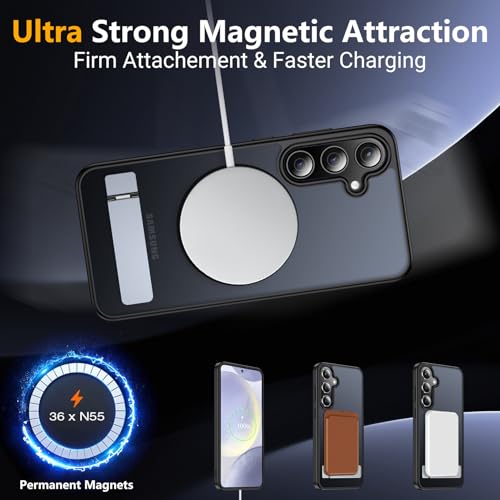 Image of SPIDERCASE Magnetic for Samsung Galaxy S24 Case, [3 Stand Ways][ Military Grade Drop Protection] with Invisible Stand Shockproof Slim Case for S24 6.2 inch, Black