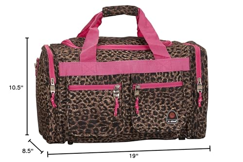 Image of Rockland 19 inch Polyester Duffel Bag, Pink Leopard