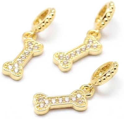 LiQunSweet 10 pcs Golden Color Dog Bone European Dangle Charms Pet Animals Large Hole Charms for DIY Jewelry Bracelet Necklace Earring Bag Keychain Phone Decor image 3