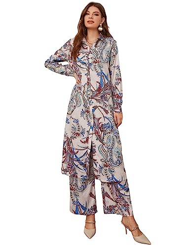 Image of DHRUVI TRENDZ Paisley Printed Kurta-Set for Women - Viscose Rayon Printed Kurta & Straight Pant | Festive Ethnic Indian Traditional Outfit for Functions & Puja | Lightweight Two Piece Dress for Beach & Holiday Look