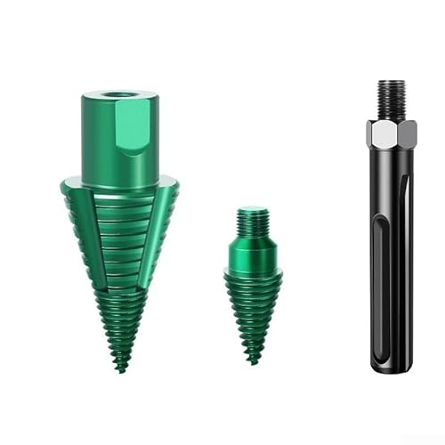 BlesConi Broca divisora de leña para taladros de martillo SDS Max, diseño desmontable de cambio rápido, acero al carbono, verde