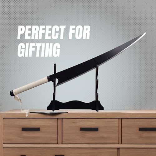 Image of OFFO Ichigo Zangetsu Shikai Katana Replica - 100cm Cleaver-Style Zanpakuto Sword from Bleach Anime - Ichigo Kurosaki's First Blade for Cosplay, Collectors, Display & Gifting