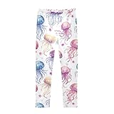 JUNZAN Cute Jellyfish White Little Girl Athletic Leggings Fashion Warmers for Toddler Performance 5T