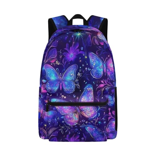 Glkyslehks Mochila para la escuela, adolescentes, estética, ligera, para niñas de 12 a 14 años, púrpura (Butterfly Purple)