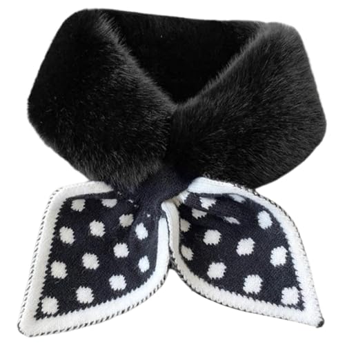 DAGLLGEW Écharpe à col en fausse fourrure assortie à tout, écharpe chaude en peluche épaisse pour femme, joli nœud en fausse fourrure, châle doux et moelleux pour femme, chaud pour l'hiver.