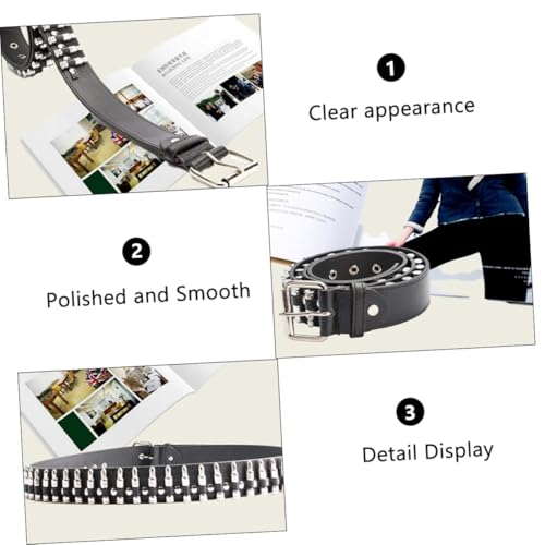 Men's Punk Style Bullet Belt Versatile Waistband in Black Adjustable Fashion Belt for Casual Formal Wear Unique Design for Jeans and Trousers2
