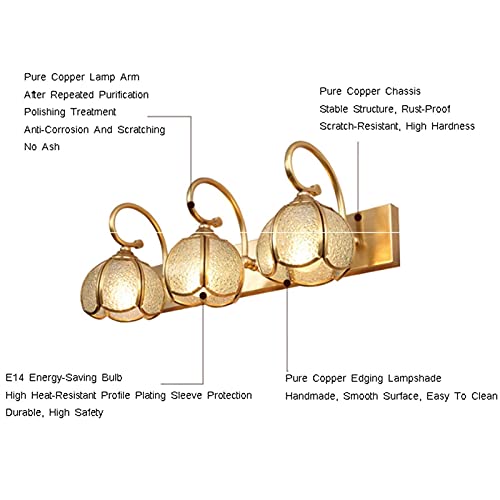 Lámpara de pared decorativa y aplique de cobre dorado para dormitorio 6