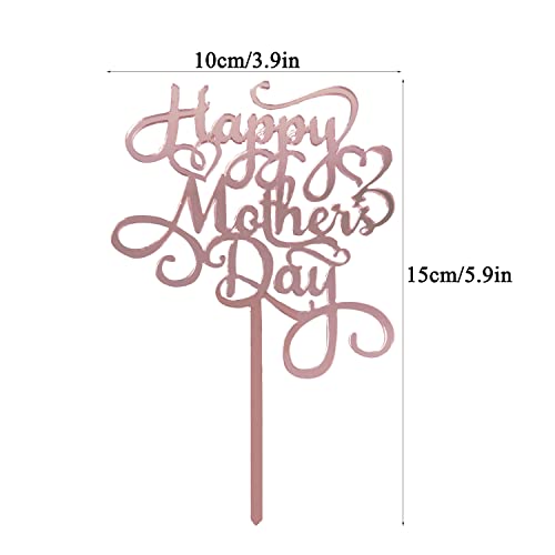 Jozon 10 Pieces Happy Mother’s Day Cake Topper Rose Gold Acrylic Mothers Day Cupcake Topper Thanks Mom Best Mom Ever Cake Picks For Mother's Day Birthday Party Cake Decorations #TOP1