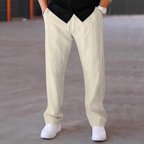 Men's Casual Joggers Elastic Waist Sweatpants Drawstring Pants Straight Leg Trousers Relaxed Fit Jacquard Sweatpants2