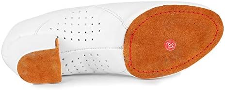 HROYL Men's Standard Latin/Jazz Dance Shoes Leather lace-up Ballroom W-WXLDD-White,US 7.5 | Image 7