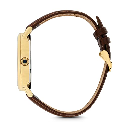 Stauer Morgan Silver Dollar Men's Wrist Watches – Mens Silver Watch Watches For Men W/Genuine Brown Crocodile-Grain Leather Band – Swiss Movement Silver Watches For Men #TOP2