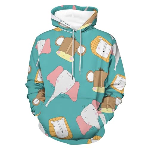 Hoodie Caricature Éléphant avec des manches longues confortables et une capuche douce
