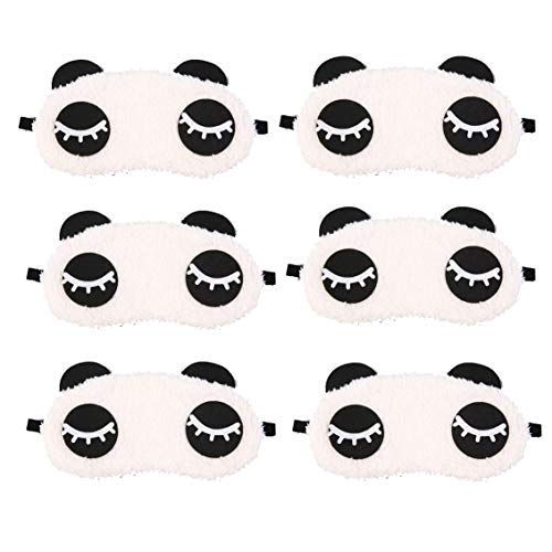 PONERIR 6 Pieces Cute Panda Sleep Masks, Eye Mask Eyeshade Eyepatch Soft Sleep Masks Lovely Panda Travel Sleeping Blindfold Nap Cover for Women Girls Home Sleeping Traveling