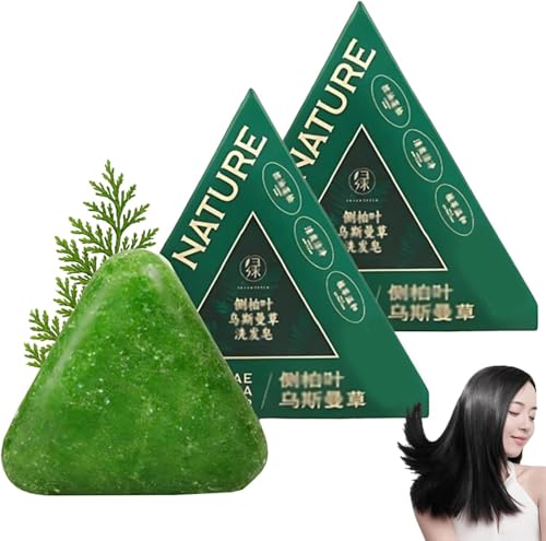 Nature Triangle Shampoo Bar, Usman Grass 𝐒hampoo Bar, Calming & Strengthens Hair for Women and Mens (2 Pcs)