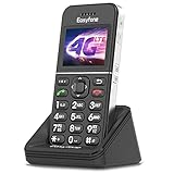 Easyfone T100 4G LTE Teléfono Móvil para Personas Mayores con Teclas Grandes y botón SOS, GPS, Fácil de Usar Móviles para Ancianos con Base cargadora (Negro, 4G LTE)