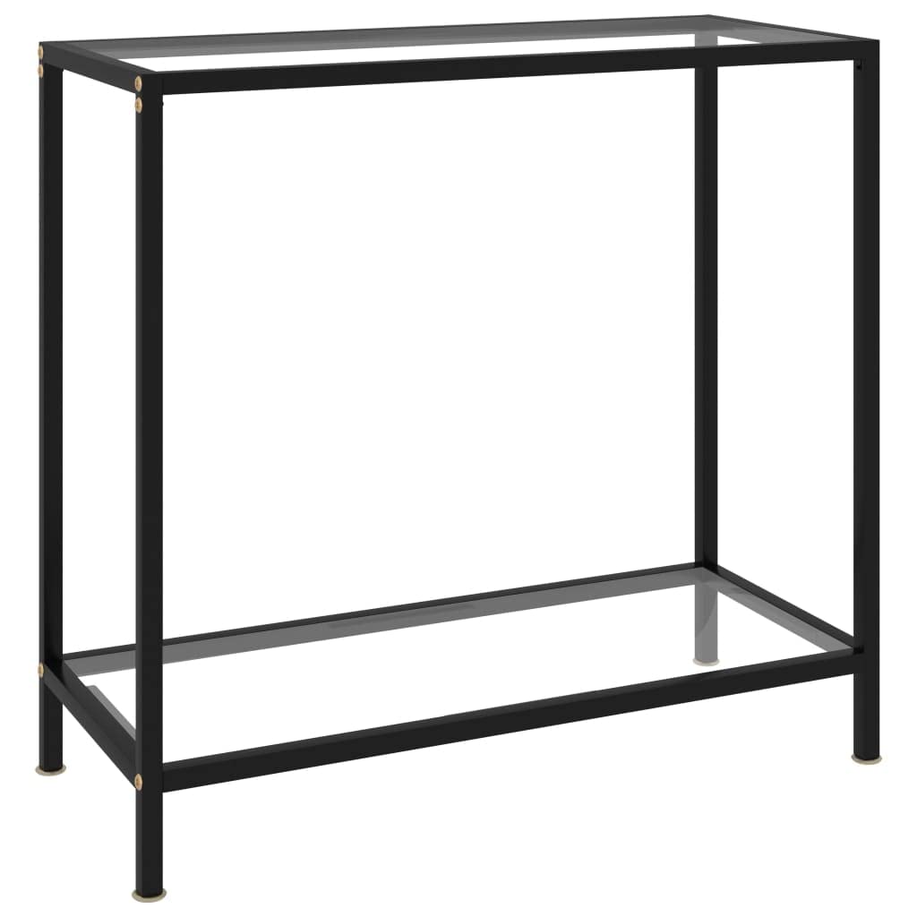 Générique Konsola stołowa 80 x 35 x 75 cm szkło hartowane | Stal malowana proszkowo, półka do przechowywania, łatwa do czyszczenia, stylowy design do salonu