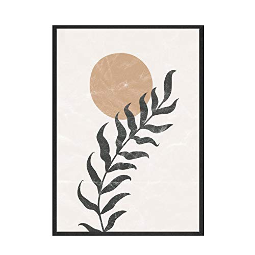 Toile Peinture Motif Feuille Soleil Abstrait Bohème Triptyque