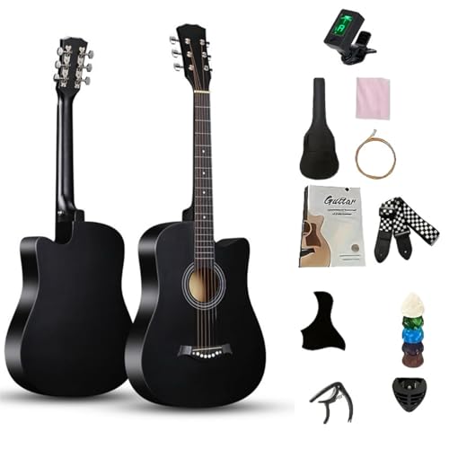 Beauenty 38 Inch Acoustic Guitar Beginner Full Kit | Starter Bundle with Gig Bag Digital Tuner Capo Extra Strings Picks & Cleaning Cloth Guitar Gift for Adults Teens & Kid Music Starters(Black)