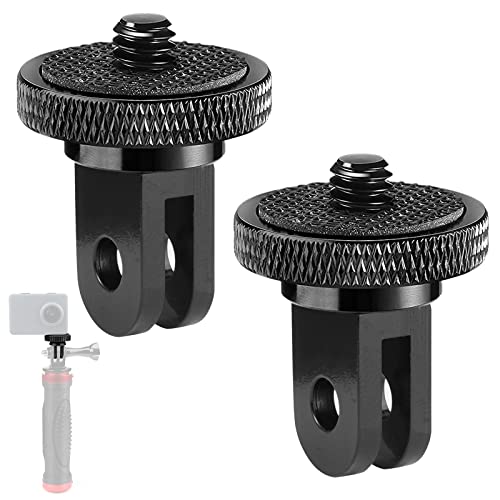 2PCS Adaptateur de trépied en Aluminium 1/4' Fixation de trépied Compatible pour GoPro, Sony, Insta360, SJCAM, SJ4000, XiaomiYi et Autres caméras d'action