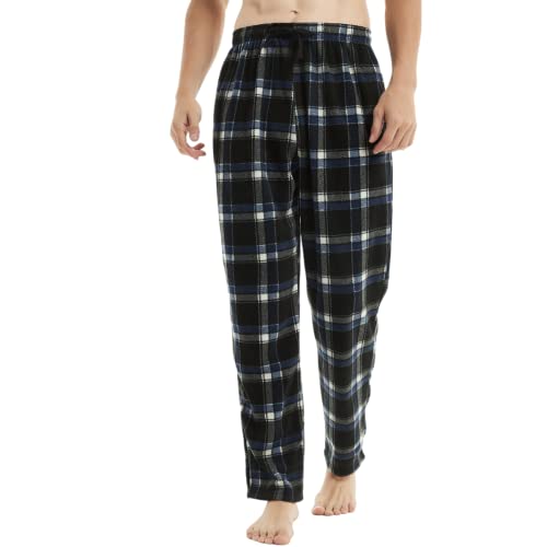 Bas de Pyjama en Polaire à Carreaux pour Hommes, Pantalon de détente Pantalon de Pyjama (M, Blue to Carreaux) Cover