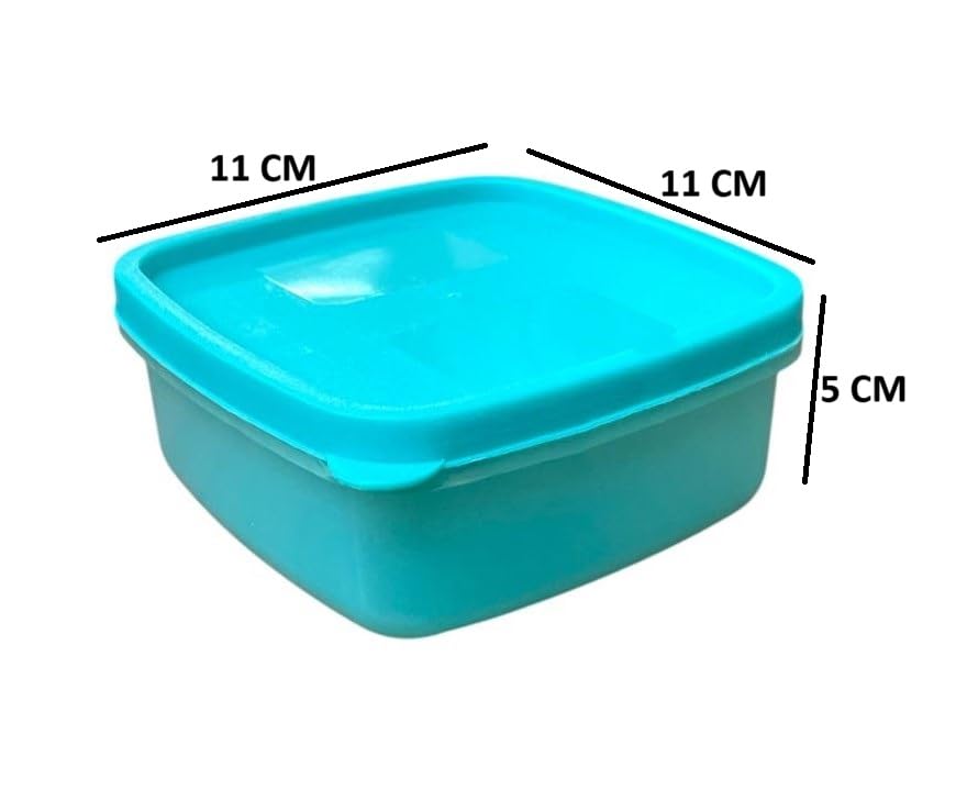 Image of C.S.M CSM Plastic Pet Square Storage Boxes, Set of 4 (330ml Each), Multicolour, Air Tight, Kitchen Organiser, BPA Free, Microwave Safe, Dishwasher Safe, Stackable