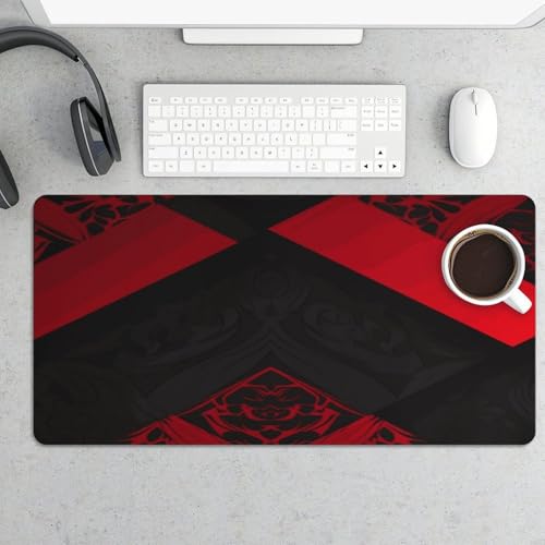 Red Black Desk Pad Large Office Desk Mat Waterproof Mouse Pad miniatura 5