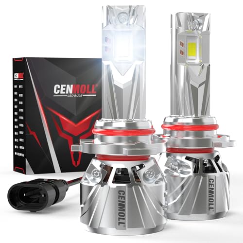 Cenmoll Bombilla HB3 Led, 140W 36000LM 700% de brillo ángulo de haz ajustable de 360 grados, 6000K blanco frío Luces Led HB3 9005 12V 24V controlador Canbus integrado Plug & Play, 1 par