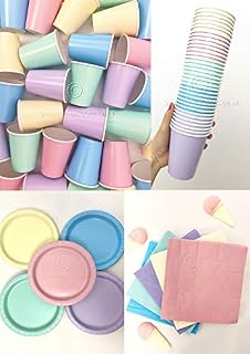 Beautiful Balloons Ice Cream Pastel Rainbow Party Kit! Cups, napkins and plates!