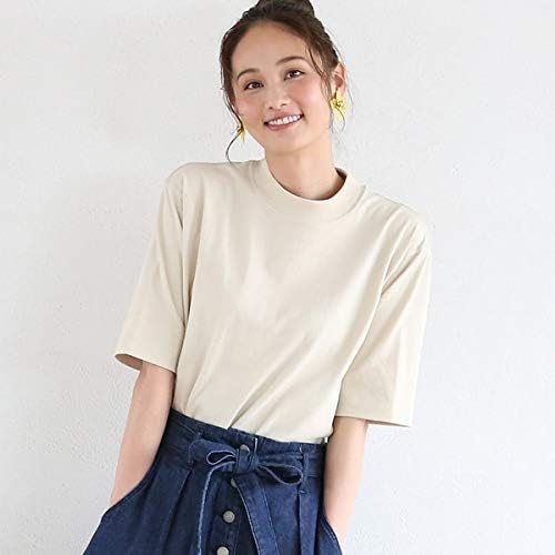 Amazon コーエン レディース Coen Usaコットンハイネック5分袖tシャツ Beige Free Tシャツ カットソー 通販