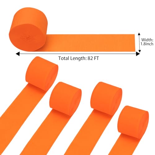 Image of GCB Wedding Party Decorations, 4 Rolls 328ft Orange Crepe Paper Streamers for Wedding, Bachelorette, Birthday, Baby Bridal Shower, Engagement Valentines Day Party Backdrop Decorations, 82 Ft /Roll