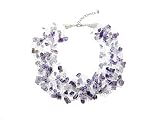 Handmade Multistrand Floating Chip Necklace Amethyst Multi-Strand Gemstone Choker Purple Gem Choker