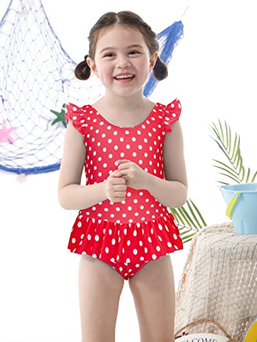 Vieille Bathing Suit For 3T 4T Girl Swimsuits One Piece Polka Dot Toddler Swimsuit Ruffle Pink Swimwear For Beach #TOP1