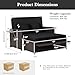 LDAILY Moccha Outdoor Daybed, Wicker Loveseat Sofa Set with 4-Postion Adjustable Backrest, Storage Ottoman, Cushions, Rattan Double Bed Lounger, Patio Furniture Set (Black)