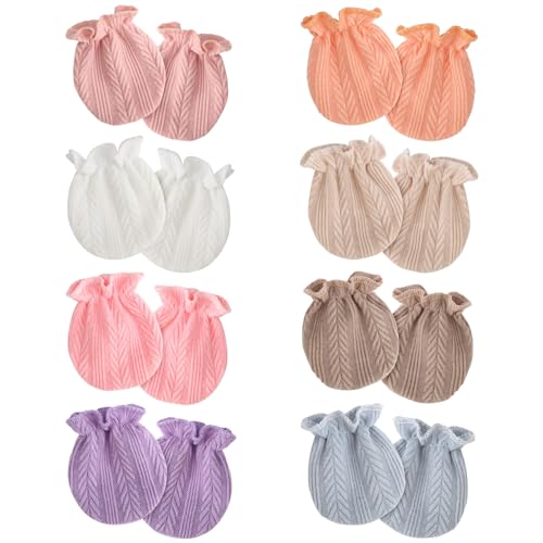 Image of AQOKKA Newborn Baby Mittens No Scratch Cotton Elastic Wrist Gloves Infant Toddler Mittens for Baby Boy Girl 0-6 Months
