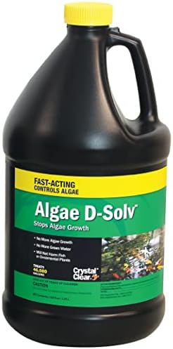 CrystalClear Algae D-Solv EPA Registered Pond Algaecide, 1 Gallon | Fast-Acting algae control for fountains & outdoor ponds containing koi & other fish, 1 gal treats 46,080 gallons.