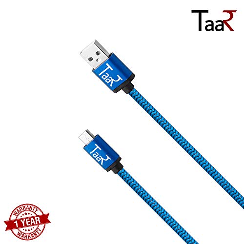 Image of Taar MUBR Micro USB Nylon Braided Data Cable - 3.28 Feet - (1 Meter) - (Blue)