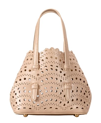 Womens Hollow Out Bags PU Leather Handbag with Inner Bag Vegan Leather Tote Summer Beach Bucket Shoulder Purse 2025