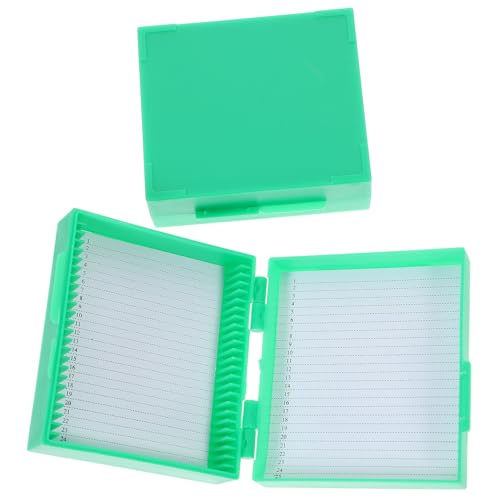 Happyyami 2個 顕微鏡スライド収納ボックス 製耐久性 多スロット付き 格収納ケース ル表示 保管用研究室用 ランダムカラー ランダムカラー